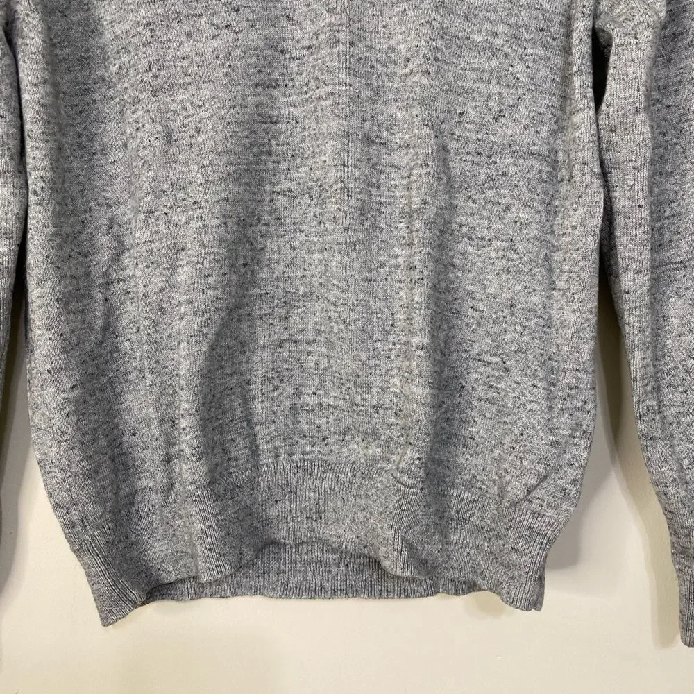 Express V-Neck Sweater Pullover Embroidered Logo Gray Cotton men’s  Size L